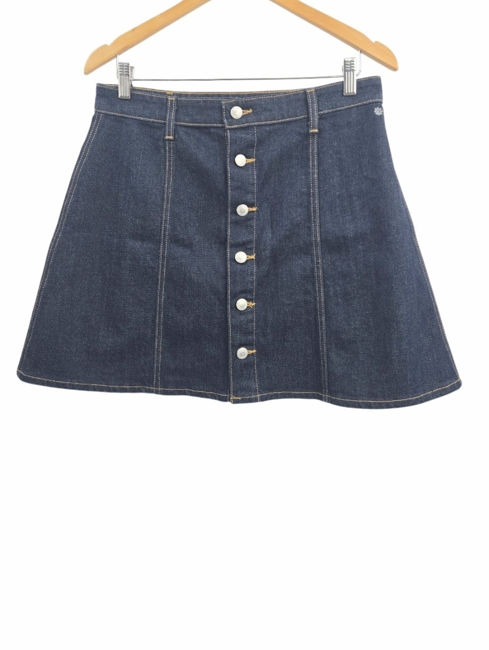Alexa Chung A G Mini Skirt Blue Denim Button Front - Picture 2 of 14